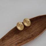 Vintage Floral Bellflower Oval Button Earrings