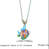 COLORFUL GLASS FISH OCEAN PENDANT NECKLACE_CWMM7525
