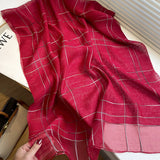 MINIMAL STRIPE SILK WOOL SCARF LIGHTWEIGHT SHAWL_CWASC0599