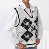Worn With Knitted Halloween V-Neck Pullover Vest