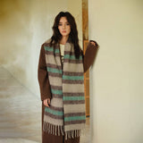 Wool Blend Stripe Scarfsoft Narrow Winter Wrap_Cwasc2356