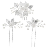SILVER LEAF PIN BRIDAL HAIR ACCESSORIES_CWAHA2789