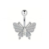 CZ BUTTERFLY BELLY BUTTON RING PIERCING JEWELRY_CWMM9378