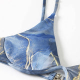 MARBLE PRINT BIKINI SET SEXY 3 PIECE SWIMSUIT_CWMW0158