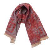 GREEK KEY JACQUARD SCARF FRINGE WINTER WRAP_CWASC0868