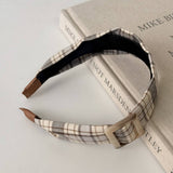 Plaid Buckle Headband College Autumn Style_Cwaha08166