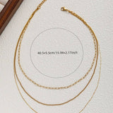 FASHION STYLE GOLD THIN CHAIN LAYERED NECKLACE_CWMM3590