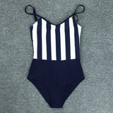 SEXY TIGHT STRIPED SUSPENDER ONE PIECE SWIMSUIT_CWMW0624
