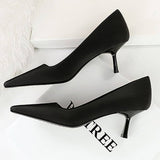 Women Solid Color Shallow Pointed Toe High Heels
