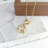 COLORFUL ZIRCONIA HEART LETTER PENDANT NECKLACE_CWMM5875