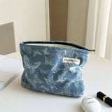 Denim Makeup Bag Large Pillow Handbag Travel Pouch_Cuab00702