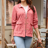 Vintage Washed Woolen Coat With Folded Collar