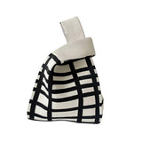 BLACK AND WHITE STRIPED STITCH HANDBAG_CWAB2393