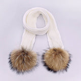 Winter Knit Scarf With Real Raccoon Fur Pom_Cwasc03494