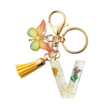 DRIED FLOWER PRINTED LETTER KEYCHAIN_CWMM1305