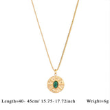 Vintage Stone Pendant Necklace Stainless Steel_Cwmm8874