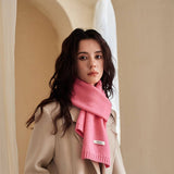 BASIC 100 WOOL SOLID KNIT SCARF SOFT WARM UNISEX_CWASC2288