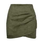 SUEDE SOLID COLOR HIP SKIRT ZIPPER SKIRT_CWAB4799