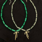 GREEN BAMBOO CHINESE STYLE NATURAL STONE NECKLACE_CWAJE3085