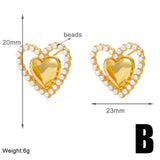 HEART SHAPED PEARL GOLD PLATED EARRINGS_CWAJE1035