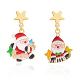 ASYMMETRIC OIL PAINTED CHRISTMAS EARRINGS_CWAJE2391