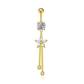 TASSEL FLOWER PETAL STAINLESS STEEL BELLY RING_CWMM9459