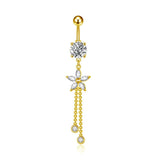 TASSEL FLOWER PETAL STAINLESS STEEL BELLY RING_CWMM9459