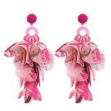 HANDMADE LONG STATEMENT FLORAL FABRIC EARRINGS_CWMM6159