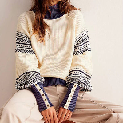 Women¡¯S Color Block Half Turtleneck Knit Sweater_Cwoswl07174