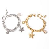 MINIMALIST 18K GOLD STARFISH SHELL CONCH BRACELET_CWAJE4769