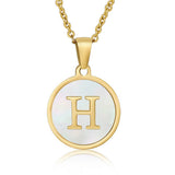 CIRCULAR SHELL ENGLISH LETTER PENDANT NECKLACE_CWAJE0675