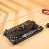 SKULL RIVET LARGE CAPACITY CLIP BAG CLUTCH BAG_CWAB1470