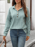 Solid-Color Lapel Loose Long-Sleeved Sweatshirt