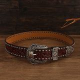 Vintage Distressed Rivet Embossed Belt_Cwmm3957