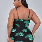 PLUS SIZE FLORAL BIKINI PRINT SWIMSUIT_CWMW0237
