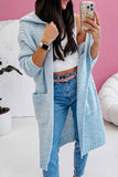 Cwocal00570_Loose Hooded Pocket Long Knit Cardigan
