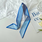 BOW TIED HAIR BLUE SILK SCARF_CWASC0731