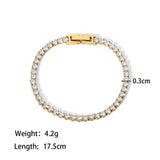 Zircon & Pearl Chain Bracelet In Stainle Steel_Cwaje4658