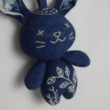 HANDMADE INDIGO BUNNY PLUSH CHARM DOLL TOY_CWMM5994