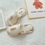 Vintage Lace Rabbit Bear Open Toe Home Slippers_Cwmm2978