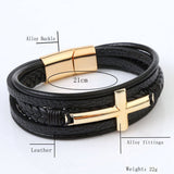 NEW LEATHER HANDWOVEN GOLD MAGNET BUCKLE BRACELET_CWAJE1468