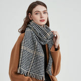 Retro Plaid Houndstooth Warm Scarf_Cwasc0146