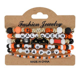 Halloween Pumpkin Ghost Beaded Bracelet_Cwaje05718