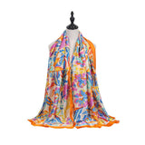 RAINBOW FLORAL SATIN SCARF SUMMER SUNPROOF WRAP_CWASC0673
