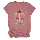 PLAYFUL RED MUSHROOM PRINT WOMENS BASE TEE_CWTTS1510