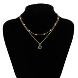 SIMPLE IMITATION PEARL BEADED FLOWER NECKLACE_CWAJE1133