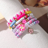 COLORFUL POLYMER CLAY FLOWER SHELL BRACELET SET_CWMM3514