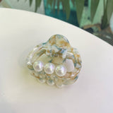 PEARL ACCENT HAIR CLAW THICK SQUARE ELEGANT CLIP_CWASC1600