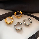 Gold & Silver Twisted Rope Hoop Earrings Forwomen_Cwaje06288