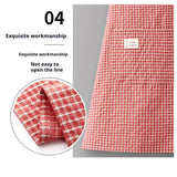 Cotton Striped Grid Kitchen Apron With Pocket_Cwmm10095